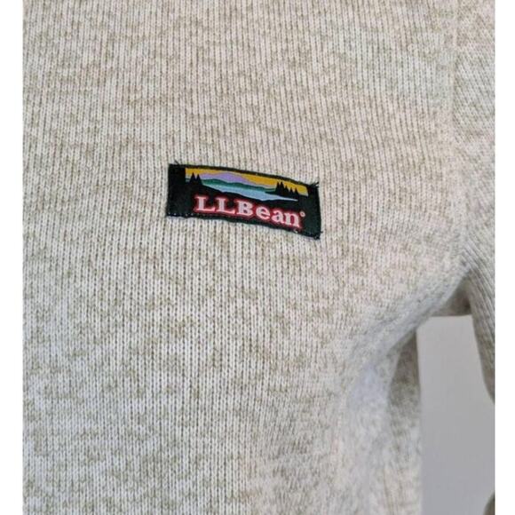 L.L. Bean Womens Sweater Jacket Medium Beige Fleece Lined Full Zip Cabincore - Picture 6 of 11